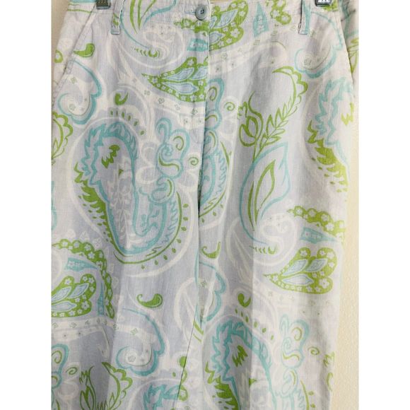 Women's Linen Paisley BOHO Capri Pants, Size M - Picture 2 of 3